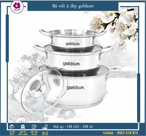 Bộ Nồi Inox 5 Đáy Goldsun