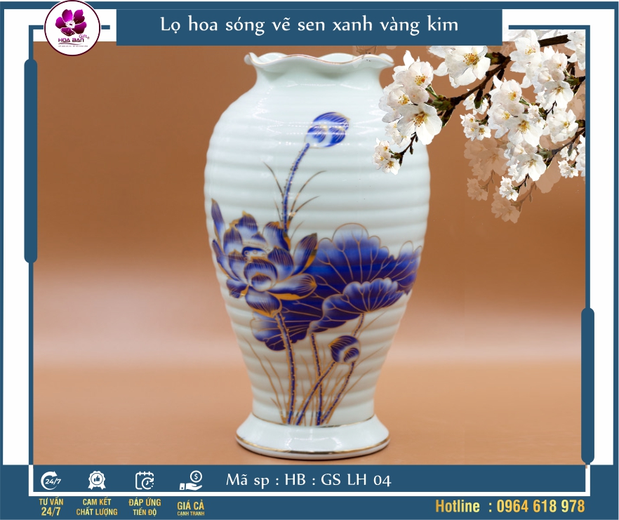 Lọ hoa sóng sen xanh vk