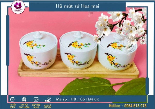 Hũ mứt sứ Hoa mai