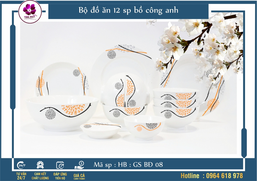 Bộ đồ ăn 12 sp Hoa