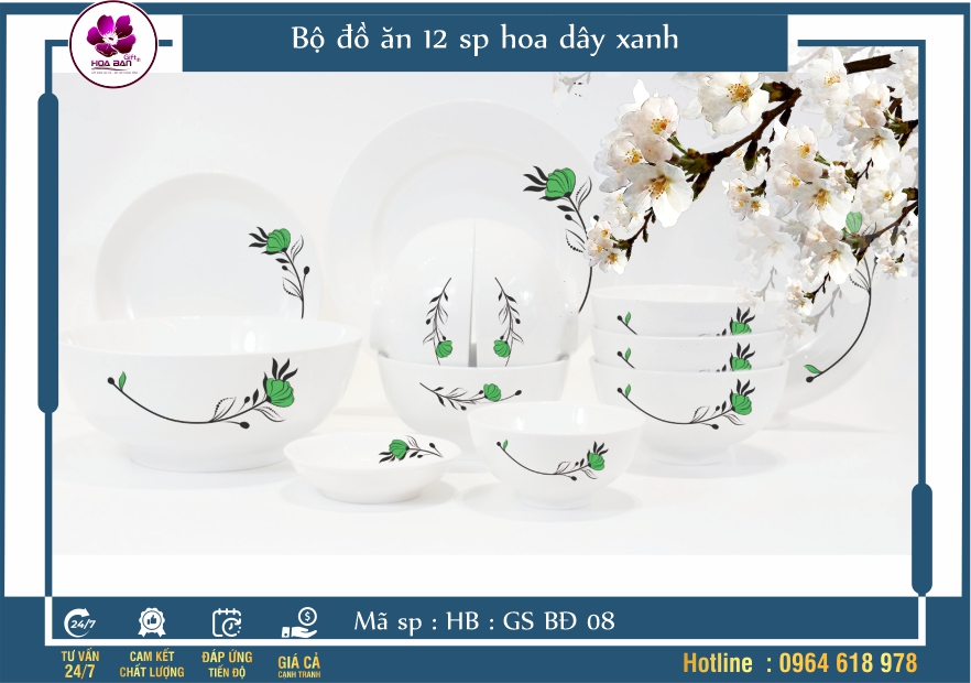 Bộ đồ ăn 12 sp Hoa