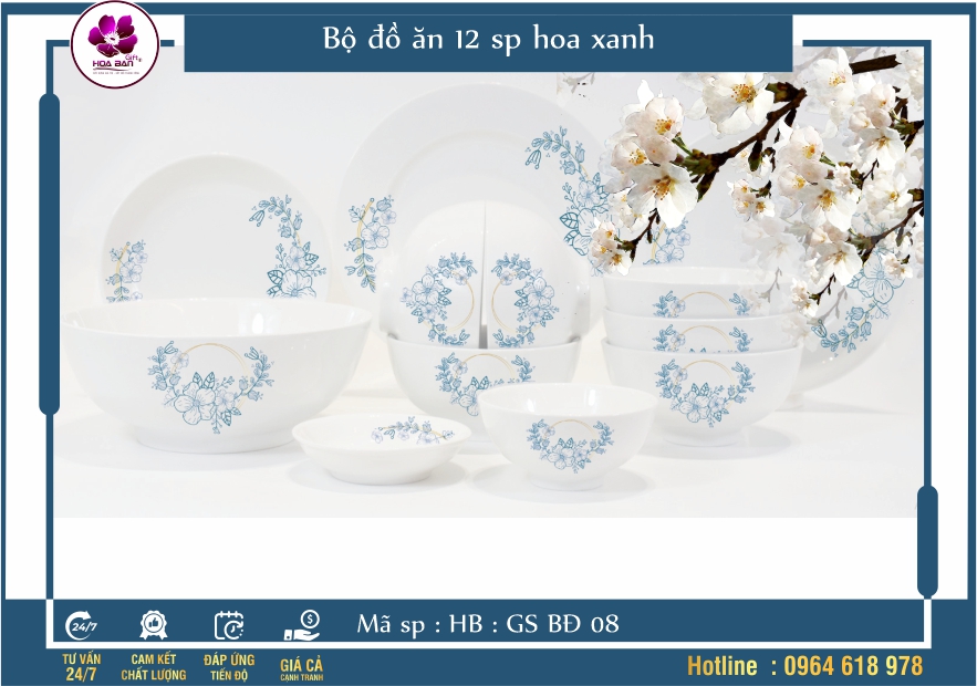 Bộ đồ ăn 12 sp Hoa